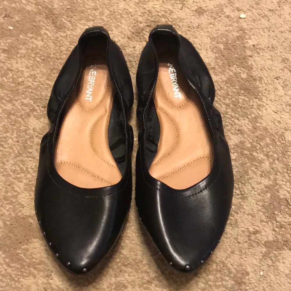 Lane Bryant black studded flats size 10
